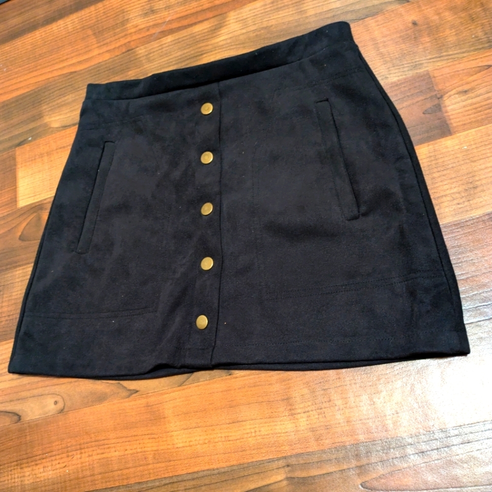 Newbury Kustom Black Suede Skirt Small